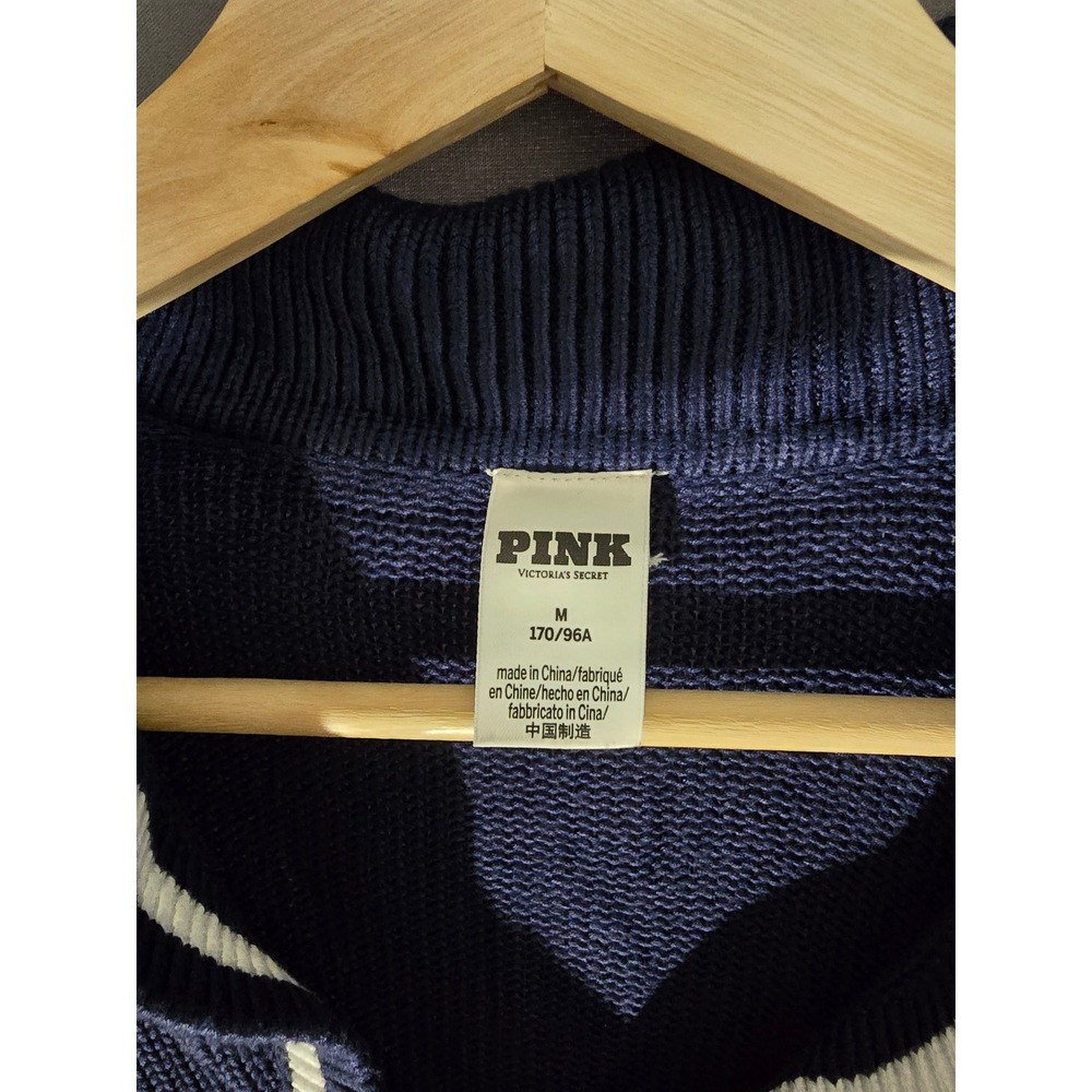 Victoria's Secret PINK Preppy Navy Blue Cropped Polo Knit Sweater Women's M - Picture 5 of 8